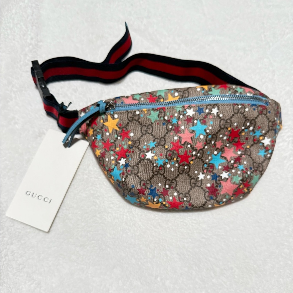 GG Supreme Monogram Web Childrens Star Print Belt Bag Multicolor